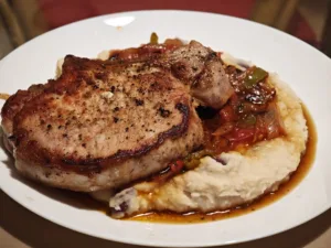Cotlet de porc cu piure de fasole