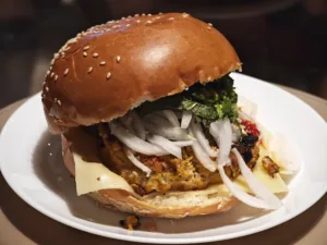 Burger de pui cu sos curry