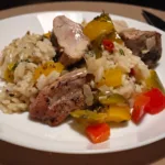 Muschiulet de porc cu ardei si orez