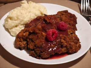 Snitel vienez cu sos de zmeura