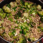 Vita cu brocoli si noodles