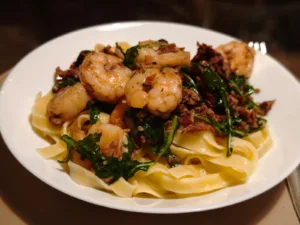 Tagliatelle alfredo con gamberi