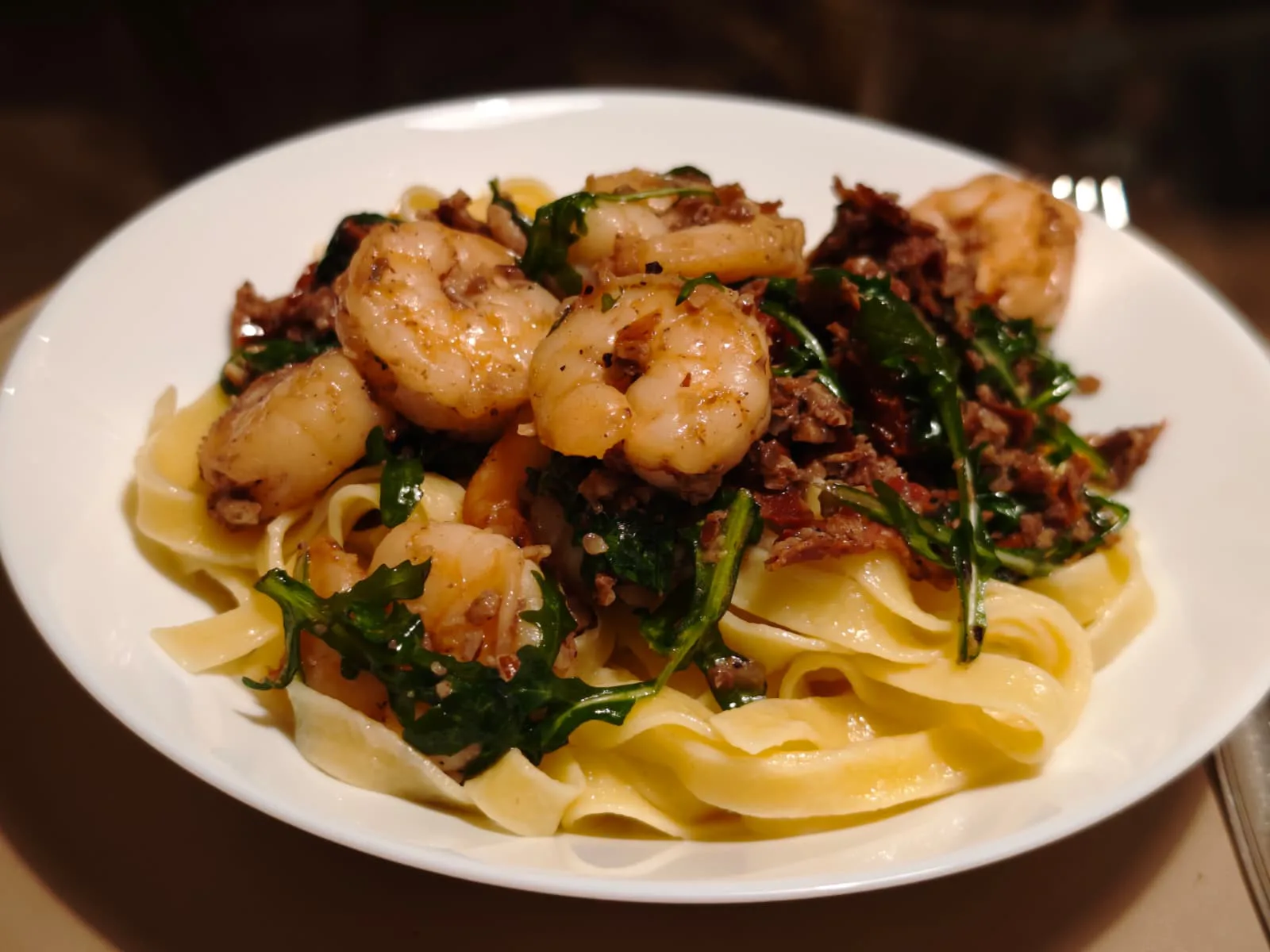 Tagliatelle alfredo con gamberi