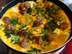 Oua cu cartofi si carnati